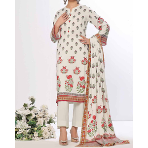 <b>Women</b> Cotton Silk Casual Shalwar Kameez Suit Long Printed Quick Dry <b>Kurta</b> Comfortable Pants Coordinated Dupatta for All Seasons - Product Image 4
