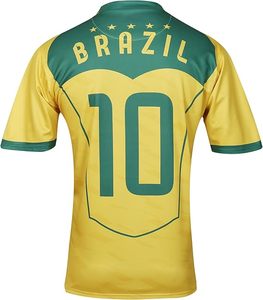 Maillot de football jaune et vert de l'équipe nationale du Brésil avec le numéro 10, maillot de football personnalisé, matière polyester - Product Image 2