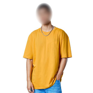 Camiseta de manga corta de Color sólido de peso pesado orgánico desgastado Camisetas de hombre de algodón 100% sueltas personalizadas - Product Image 1