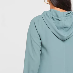 Sweat à capuche islamique modeste long avec cordon de serrage pour femmes avec fermeture éclair à col roulé prix de gros décontracté court hiver - Product Image 5
