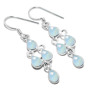 Pendientes Unisex de Plata de Ley 925 con piedras preciosas de arcoíris, forma de pera, colgante de gota, joyería de piedra natal para bodas, bonitos para - Product Image 1