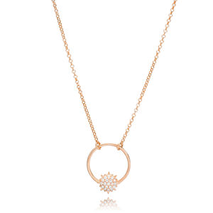 Soleil et forme ronde Zircon pierre charme collier turc fait à la main en gros 925 bijoux en argent Sterling - Product Image 4