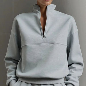 Customized Women's <b>half</b> <b>zip</b> Solid Color <b>Fleece</b> Hooded Sweatshirt, Thick & Warm <b>Fleece</b> Sweatshirt For <b>Ladies</b> - Product Image 1