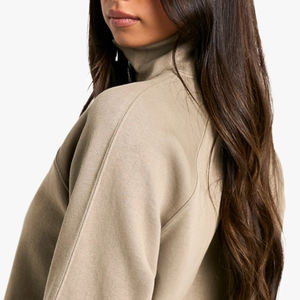 Sweat-shirt ample à col cheminée et fermeture éclair pour femme, de haute qualité, à prix avantageux pour les acheteurs en gros, vêtements décontractés - Product Image 5