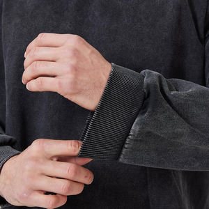 Produit professionnel motif solide lavage à l'acide Anti-rétrécissement O cou personnalisé grande taille 100% coton sweat pour hommes - Product Image 6