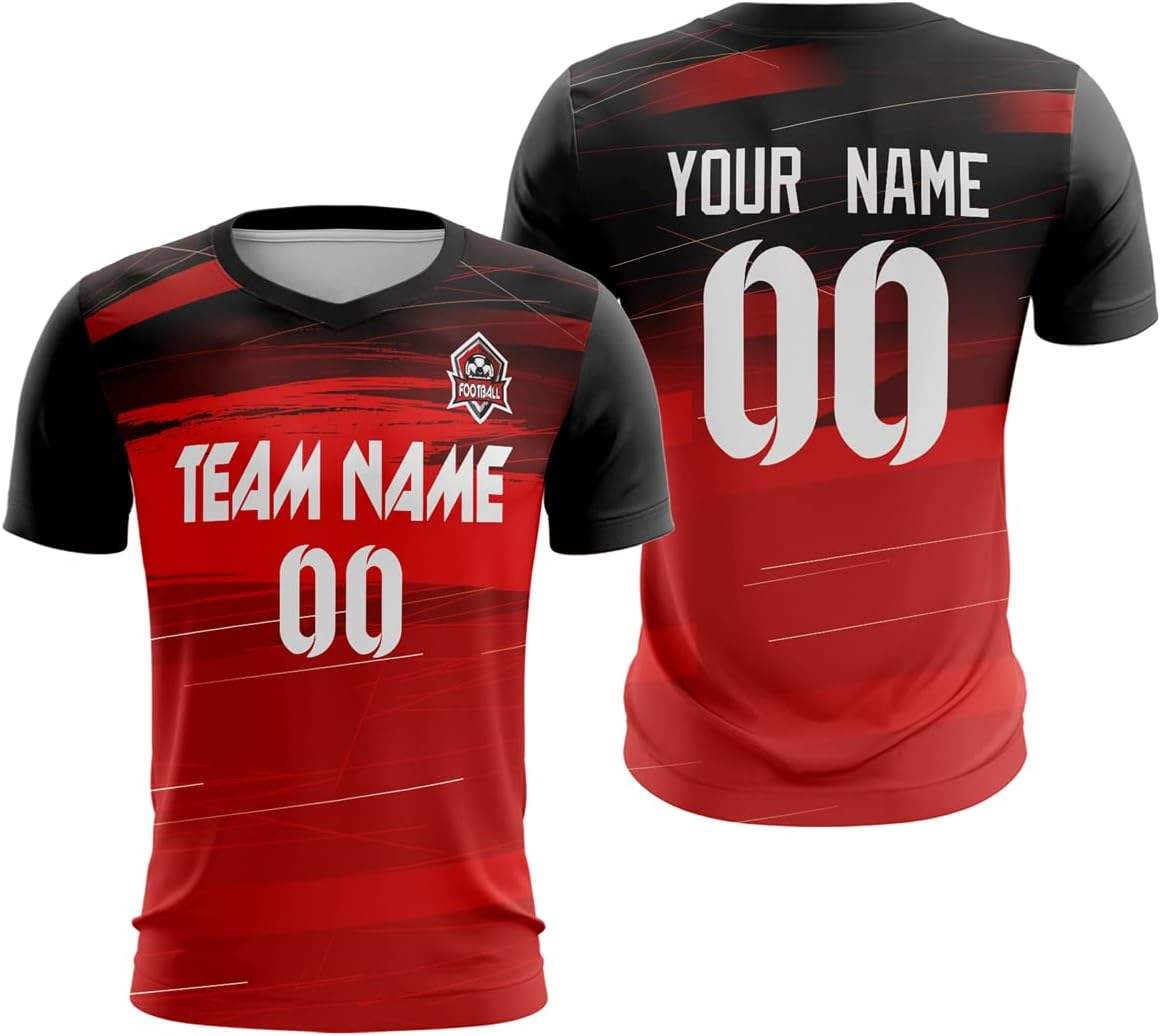 Camisa de futebol personalizada para homens e jovens, camiseta esportiva personalizada com nome da equipe, número e logotipo, fabricante de camisetas de futebol