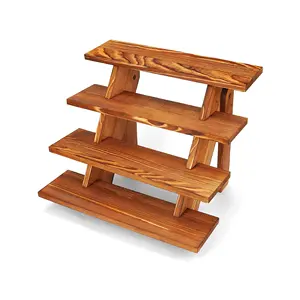 Torched 3-Tier Retail Table Display Stand with Shelves for Products -  Portable | 3 Step Riser Display Rack for Retail Table Top, Counter Top,  Craft