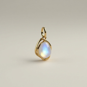 9K vàng rắn cầu vồng Moonstone Mặt dây chuyền vòng cổ, tùy chỉnh hữu cơ hình dạng đồ trang sức tốt, màu xanh đèn <span class=keywords><strong>Flash</strong></span> Cabochon - Product Image 4