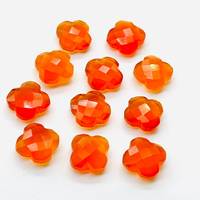 Pierre précieuse en cornaline de forme florale facettée, 12 mm, pierres précieuses florales fantaisie sculptées à la main, perles de cornaline en vrac pour la fabrication de bijoux