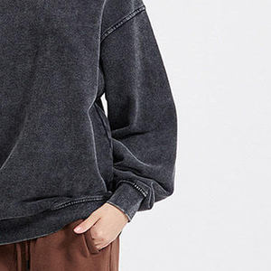 Sudadera de fabricante personalizada 600gsm peso pesado grueso desgastado recortado Zip up bordado parche hombres ácido lavado Zip Up Hoodie - Product Image 6