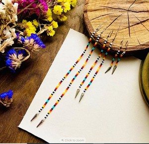 Thin Long Dangle Colorful Boho Hippie Earrings Quality <b>Emerald</b> Green Beaded Tassel Earrings - Product Image 1