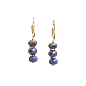 Handmade Sodalite Birthstone Dangle <b>Earrings</b> with Gold Spacer Beads and Gold Plated Hook Fashion Findings & <b>Drop</b> <b>Earrings</b> - Product Image 2