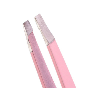 Pinzas de cejas con punta inclinada de acero inoxidable, herramientas de maquillaje antideslizantes, pinzas para pestañas de uñas para depilación, mango cómodo de alicates - Product Image 6
