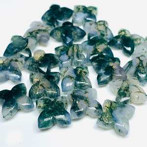 Perles de fleurs fantaisie en agate mousse sculptées à la main, pierres précieuses naturelles, 15 mm pour bijoux - Product Image 3