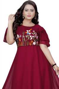 Vestido LARGO DE Georgette bordado pesado confeccionado para niñas indias al mejor precio, nueva tendencia, ropa de fiesta de festival de Surat - Product Image 4