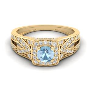 Anillo Solitario de Oro de 14K con Moissanita de Diseño Clásico REYES, Corte Redondo, 0.5 Quilates, Gema de Aguamarina, Anillos de Eternidad, Joyería Fina - Product Image 6