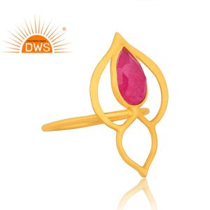 ร้อนขายเงินสเตอร์ลิง18พันชุบทองย้อมสีทับทิมพลอยซ้อนแหวน Demi เครื่องประดับปรับผู้ผลิต - Product Image 3