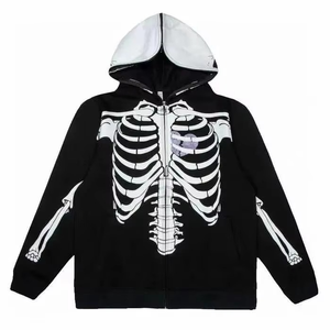 Full <b>Zip</b> up Hoodie with for Puff Print for Autumn Unisex Custom 400-500 Gsm Heavyweight Hoodies - Product Image 3