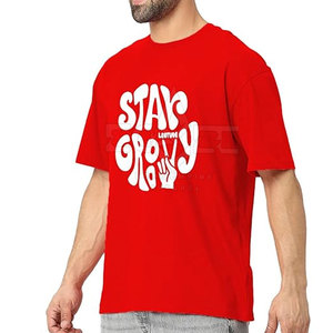 Camiseta estampada de gran tamaño sostenible para hombre, camisetas de secado rápido de algodón 100% antiarrugas, Camiseta estampada de gran tamaño para hombre - Product Image 2