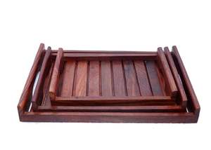 Juego de bandejas de madera modernas hechas a mano de Acube Industries, candelabros de Metal, linternas para desayuno, mesa de café, uso de mayordomo - Product Image 3