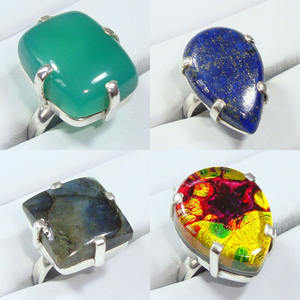 แหวนเงินแท้925,แหวนอัญมณีดรูซี่อาเกตทำด้วยมือแหวนตั้งค่าได้งดงาม - Product Image 2