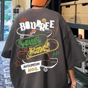 100% algodón pesado personalizado Casual manga corta Camiseta Vintage de gran tamaño para hombres de alta calidad de talla grande ropa de hombre - Product Image 3