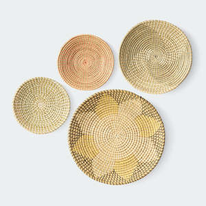 Ensemble de décoration de panier mural en jonc de mer à motifs floraux et en spirale élégants Accents muraux élégants - Product Image 2