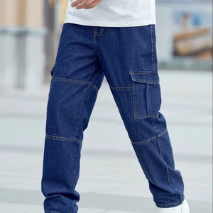 กางเกงยีนส์ทรงคาร์โก้สไตล์วินเทจสำหรับฮิปฮอปผ้าฝ้าย100% กอธิคทันสมัยสำหรับฤดูหนาว - Product Image 1