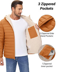 Chaquetas acolchadas de la mejor calidad para hombre, cremallera con sudaderas con capucha, ropa de moda, chaqueta acolchada de invierno cálida con dos bolsillos delanteros - Product Image 5