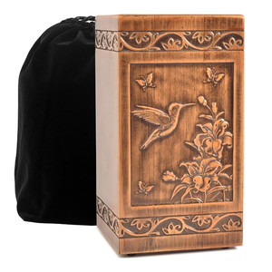 Handmade Wooden Engraved Urn <b>for</b> Human <b>Ashes</b> 250lbs Adult Male Female Satin Bag Hummingbird Cremation Urns <b>Box</b> - Product Image 5
