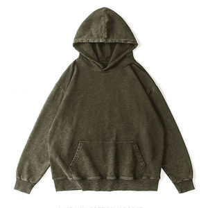 Sudadera con Capucha de Primavera de Corte Regular, 400 Gsm, Lavado Vintage, Tinte Liso, Bordada, de Poliéster/Algodón - Product Image 2