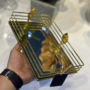 Plateau de service de forme ovale au design moderne de couleur or pour chocolat et collations pour hôtel et restaurant Plateau en étain pour service de cuisine - Product Image 5