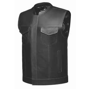 Gilet en cuir sans manches tendance de grande taille pour hommes Gilet en cuir de moto pour hommes Gilet en cuir de vachette - Product Image 1