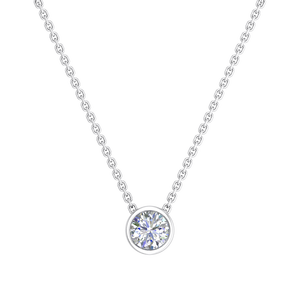 Collier élégant pour femme en argent 925 avec diamant de laboratoire de 0,3 carat serti en bélière de 4,3 mm, plaqué rhodium, 42+3 cm, cadeau - Product Image 1