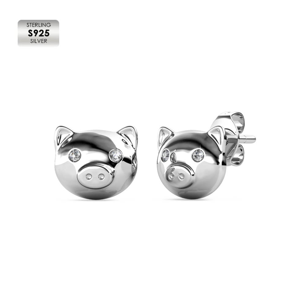 S925 With 18k White Gold Plated Kid Earrings