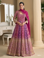 Robe Anarkali à Broderie Lourde en Georgette Premium Véritable Robe de Mariée Prête à Porter pour la Vente à l'Exportation en provenance d'Inde