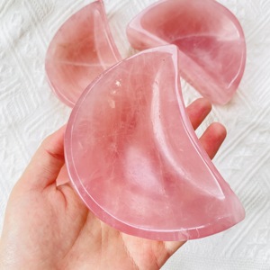 Wholesale Rose Quartz Clear Quartz Amethyst Gifts Crafts <b>Natural</b> <b>Crystals</b> Moon Shaped Bowl - Product Image 4