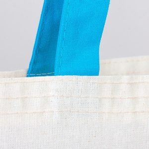 Turquoise Handles Cotton Tote <b>Bag</b> 14x16 in Durable Reusable Plain Cotton <b>Bag</b> with <b>Long</b> Handles for Advertising - Product Image 5