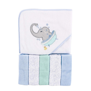 Ensemble de serviettes de bain en coton doux pour nouveau-nés, motif canard de dessin animé, adapté aux peaux sensibles, pour la chambre de bébé, design rectangulaire avec appliques - Product Image 3