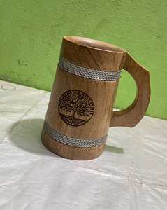 Taza de cerveza de madera de lujo Diseño clásico Taza de bebida de madera Estilo Jarra Taza de acero de vidrio para fiesta Café Regalo de hombre Taza de madera - Product Image 4