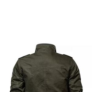 Blousons d'hiver coupe-vent en cuir pour hommes, style bomber, avec col montant en toile et motif gaufré - Product Image 4