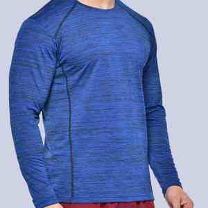 T-shirts de compression à manches longues bleus ajustés, anti-UV et respirants, haut ajusté à manches longues tendance, rashguard respirant - Product Image 2