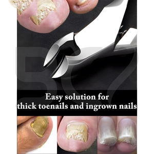 Coupe-ongles en acier inoxydable avec poignées rainurées, capuchon en plastique, lame courbée, ouverture large, professionnel, durable, pour podologie - Product Image 5