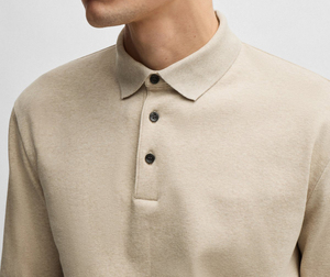 Polo blanc sans boutons à manches courtes et à ourlet côtelé coupe ajustée pour homme, léger, en coton coloré pour l'été avec logo personnalisé - Product Image 4