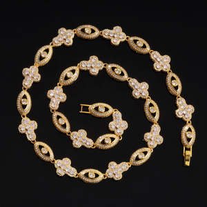 Luxury Gold Plated Moissanite <b>Statement</b> <b>Necklace</b> with Flower and Eye Design for Women Party Jewelry - Product Image 1