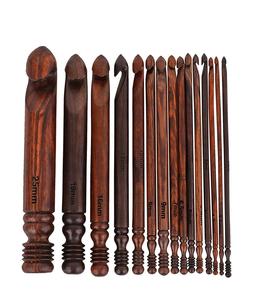 Ensemble de crochets en palissandre faits à la main aiguille à tricoter en bois sculpté pour le crochet 3.5mm à 25mm tricot d'hiver - Product Image 1