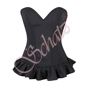 Top Design High Quality 2024 Fullbust Pinstripe Mini Bustle Corset With Hidden Side Zipper And Back Lacing