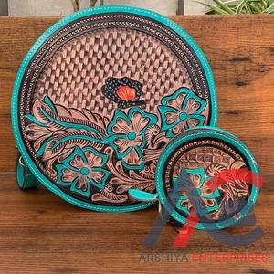 Bolso cruzado de cantimplora de cuero con herramientas a mano para mujer, caja de monedas de cantimplora occidental con llavero, conjunto de regalo único - Product Image 1