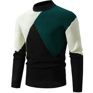 Moins cher Prix unisexe hommes décontracté hiver pull-over pull à manches longues col montant couleur conception tricoté pour respirant - Product Image 1