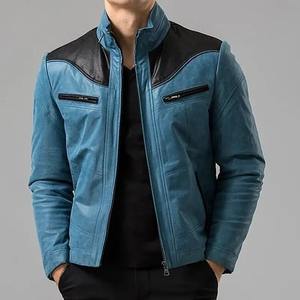 Chaqueta de Cuero para Hombre, Diseño Nuevo, Transpirable, Personalizada, Ajustada, Negra, Informal, de Algodón, OEM - Product Image 1